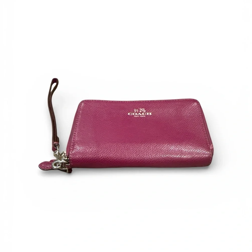 Coach Fuchsia Leather Wristlet
